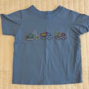 Blue Kids Short Sleeve Tee with Construction Vehicles